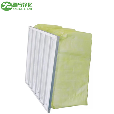 سیستم HVAC کیسه فیلتر هوا جیبی پلی استر M6-M9 3200m³/h حجم هوا قاب ورق گالوانیزه