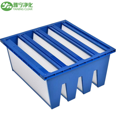 سیستم HVAC AHU Sub - فیلتر هوا هپا نوع W با قاب پلاستیکی آبی