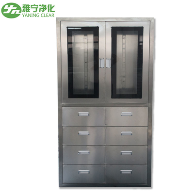 کابینت پزشکی استیل ضد زنگ با 8 عدد کشو نیمه چرخشی درب کرکره ای قابل تنظیم